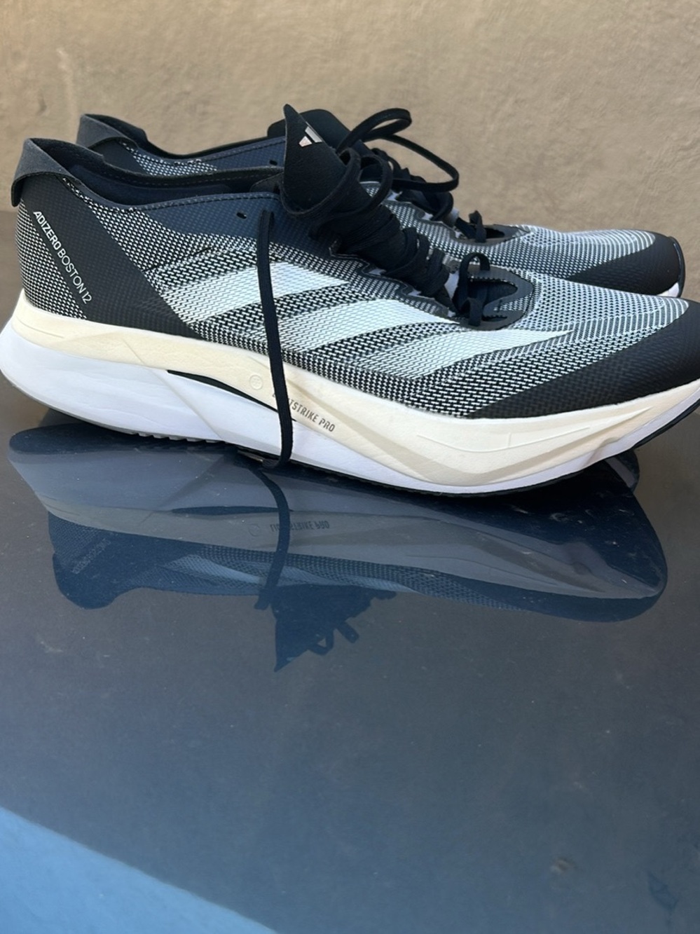 adidas Adizero Boston 12 Black & White Men’s Running Shoes